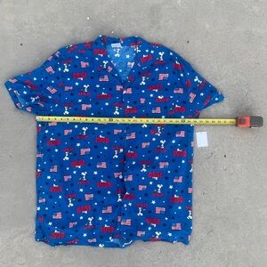 Peanuts Snoopy Blue American Flag 4th of July Men's Shirt 2XL